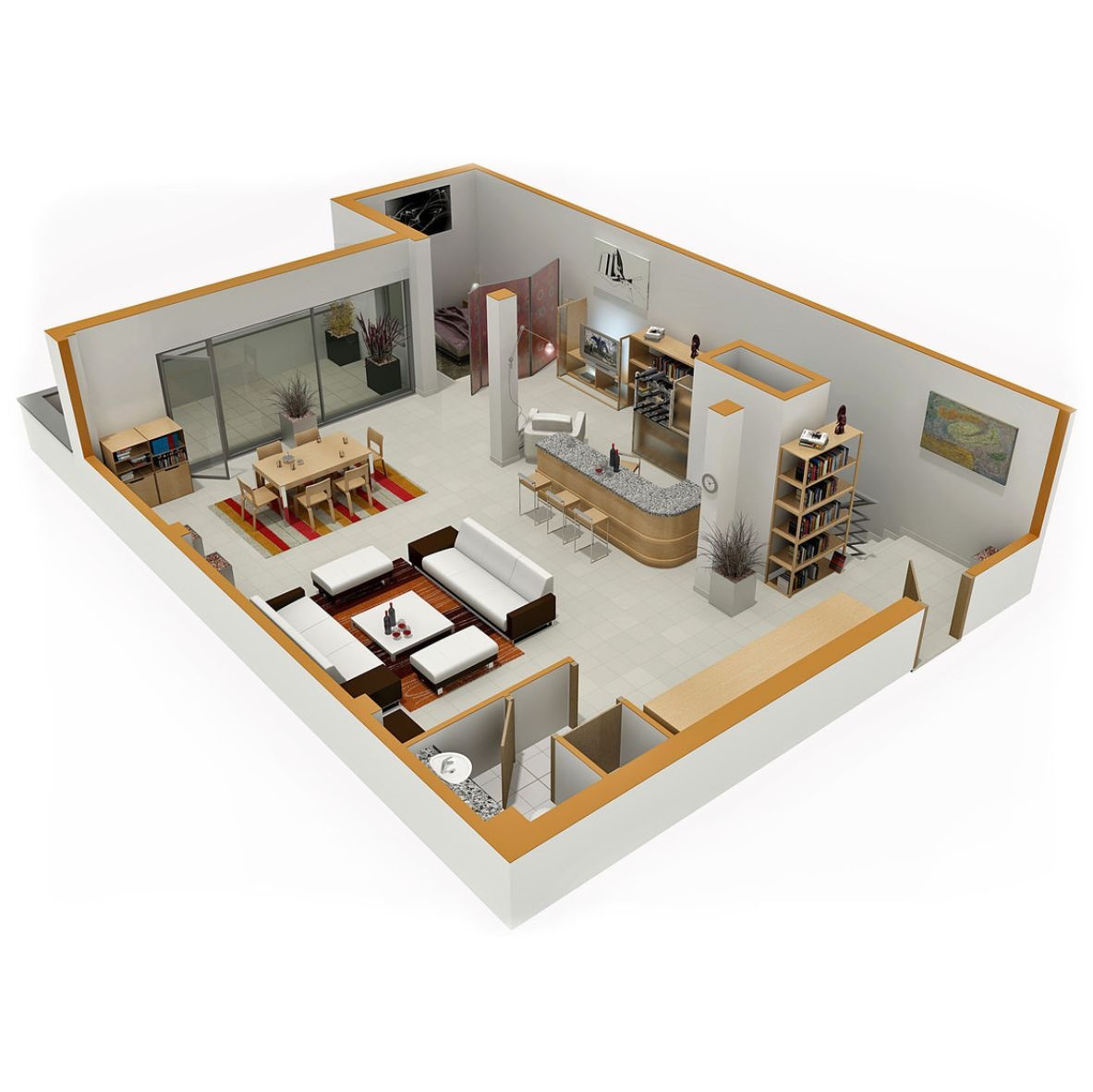 план квартиры с мебелью студии