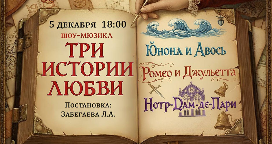 5 декабря. Музыкальный вечер «Три истории любви» 5 декабря. Музыкальный вечер «Три истории любви»