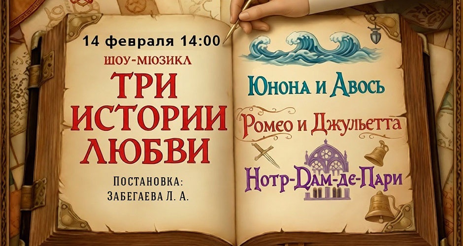 14 февраля. Мюзикл‑шоу «Три истории любви» 14 февраля. Мюзикл‑шоу «Три истории любви»